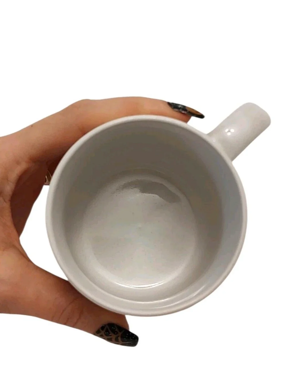 Vintage Oscar de la Renta Coffee Cup White Gold Starburst Celestial Ceramic Mug